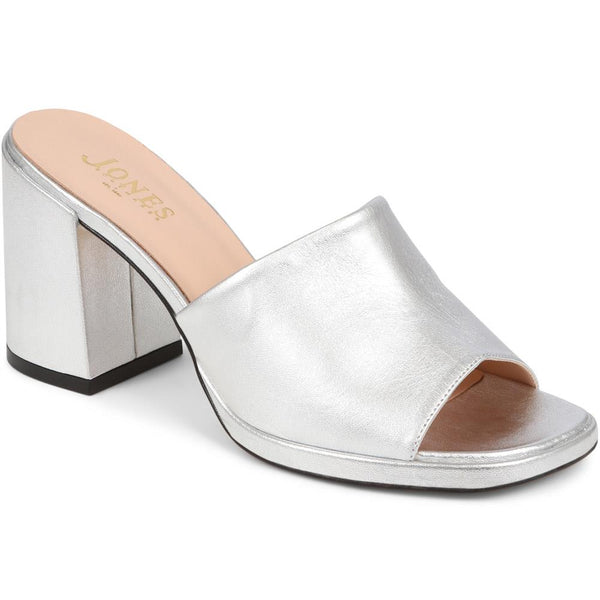 jones bootmaker Outlet Gracey Heeled Mule Sandals - Silver