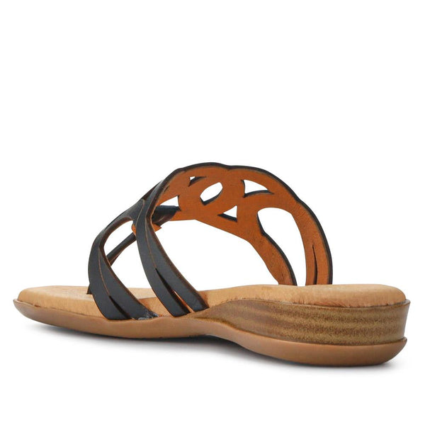 Jones Bootmaker Outlet Guava Leather Toe Post Sandals - Black