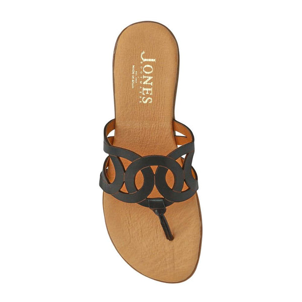 Jones Bootmaker Outlet Guava Leather Toe Post Sandals - Black
