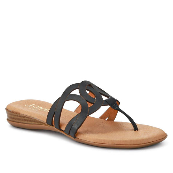 jones bootmaker Outlet Guava Leather Toe Post Sandals - Black