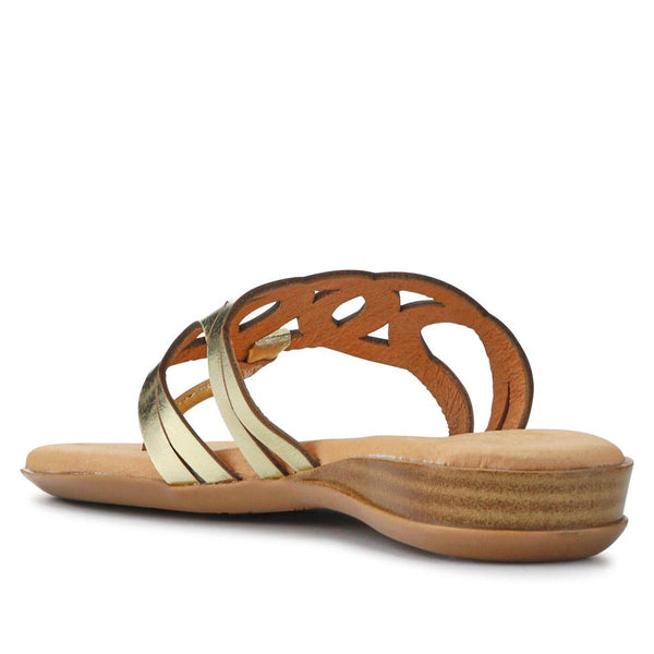 Jones Bootmaker Outlet Guava Leather Toe Post Sandals - Gold