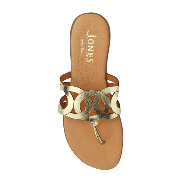 Jones Bootmaker Outlet Guava Leather Toe Post Sandals - Gold