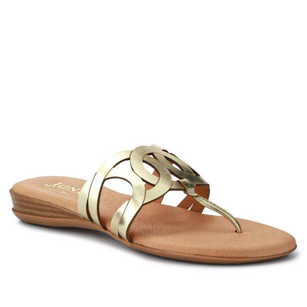 jones bootmaker Outlet Guava Leather Toe Post Sandals - Gold