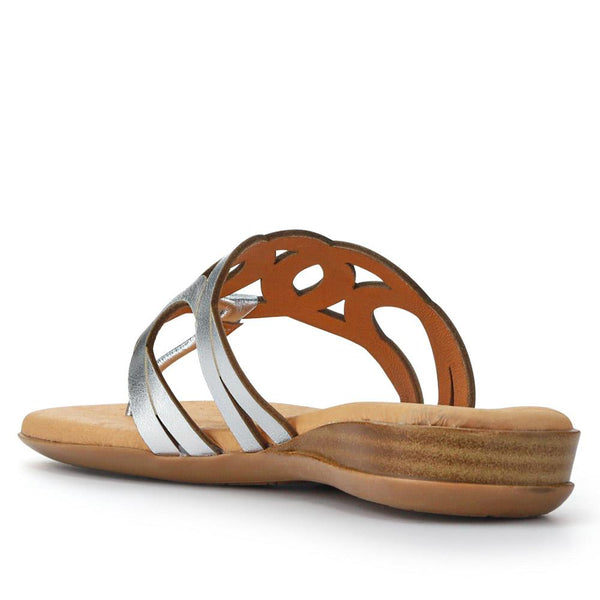 Jones Bootmaker Outlet Guava Leather Toe Post Sandals - Silver