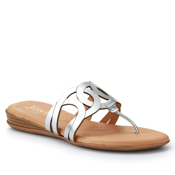 jones bootmaker Outlet Guava Leather Toe Post Sandals - Silver