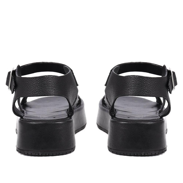 Jones Bootmaker Outlet Hailey Leather Platform Sandals - Black