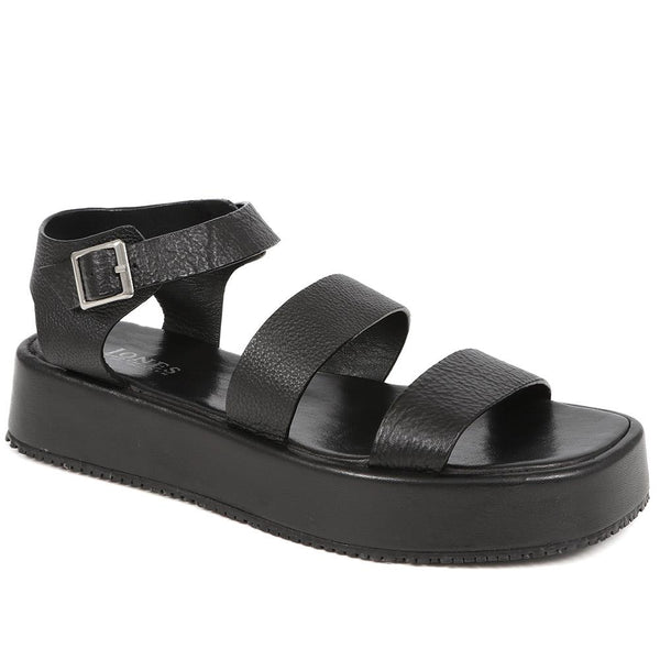 jones bootmaker Outlet Hailey Leather Platform Sandals - Black