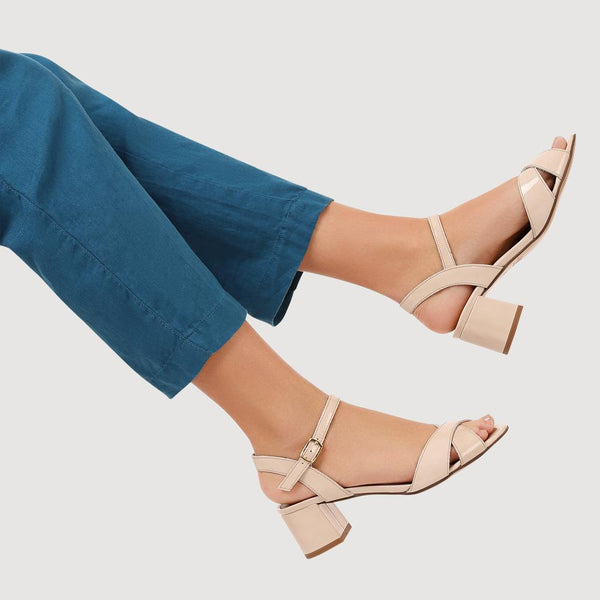 Jones Bootmaker Outlet Hesper Leather High Heels - Cream Patent