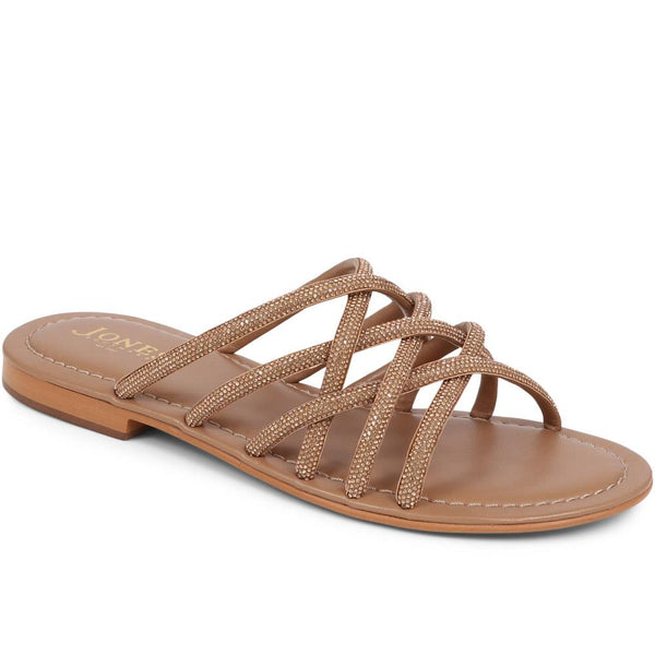 jones bootmaker Outlet Hira Jewelled Leather Sandals - Tan