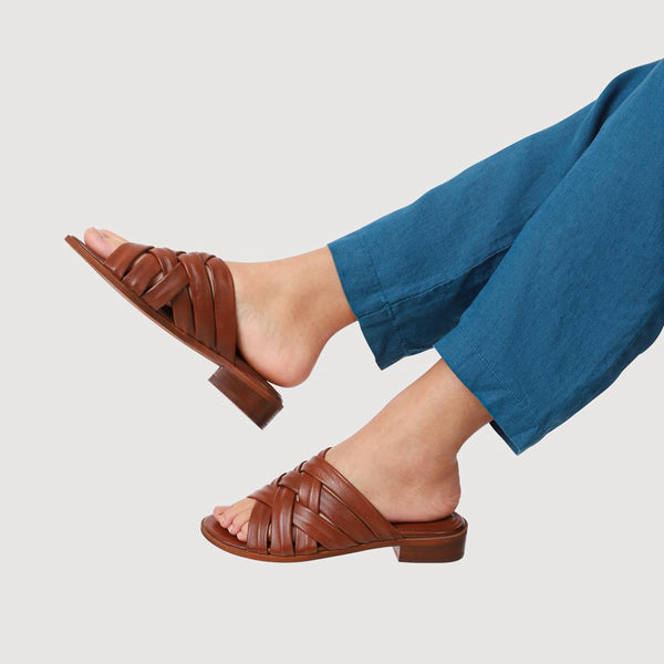 Jones Bootmaker Outlet Imalda Smart Leather Mules - Tan