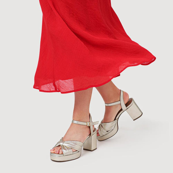 Jones Bootmaker Outlet Imani Leather High Heel Shoes - Gold