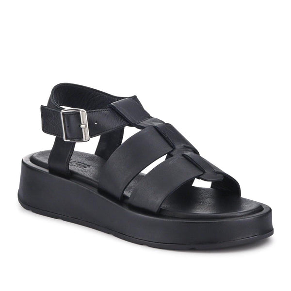 jones bootmaker Outlet Imilia Leather Platform Sandals - Black