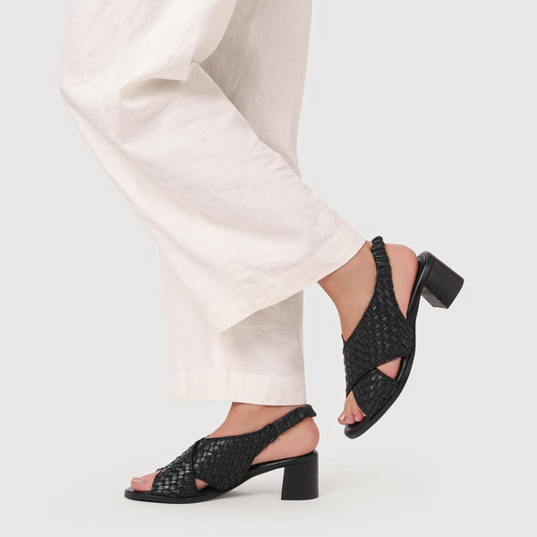 Jones Bootmaker Outlet Jaguar Leather Block-Heeled Sandals - Black