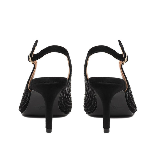 Jones Bootmaker Outlet Jewelled Slingback Stiletto Heels - Black