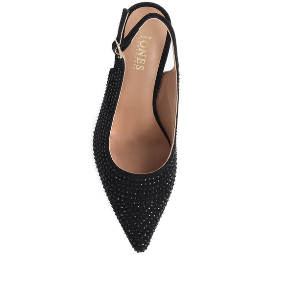 Jones Bootmaker Outlet Jewelled Slingback Stiletto Heels - Black