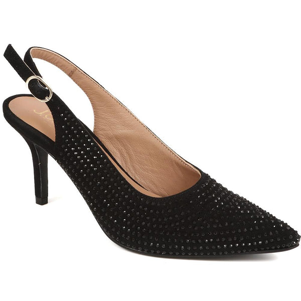 jones bootmaker Outlet Jewelled Slingback Stiletto Heels - Black