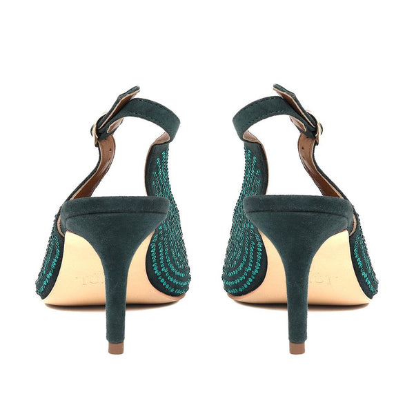 Jones Bootmaker Outlet Jewelled Slingback Stiletto Heels - Green