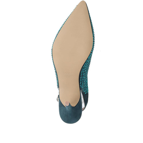 Jones Bootmaker Outlet Jewelled Slingback Stiletto Heels - Green