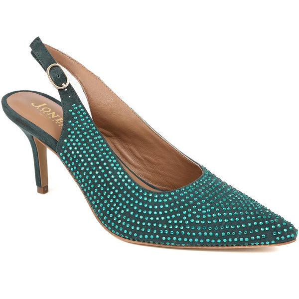 jones bootmaker Outlet Jewelled Slingback Stiletto Heels - Green