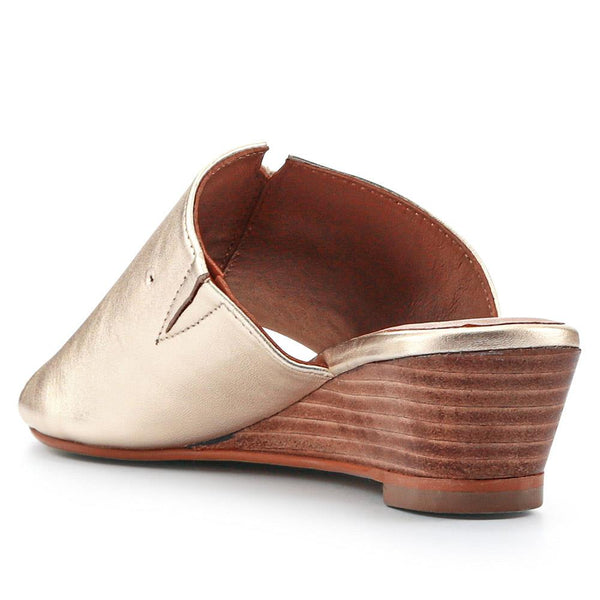 Jones Bootmaker Outlet Jocelyn Leather Wedge-Heel Mules - Gold