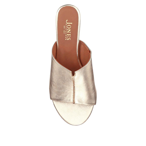 Jones Bootmaker Outlet Jocelyn Leather Wedge-Heel Mules - Gold