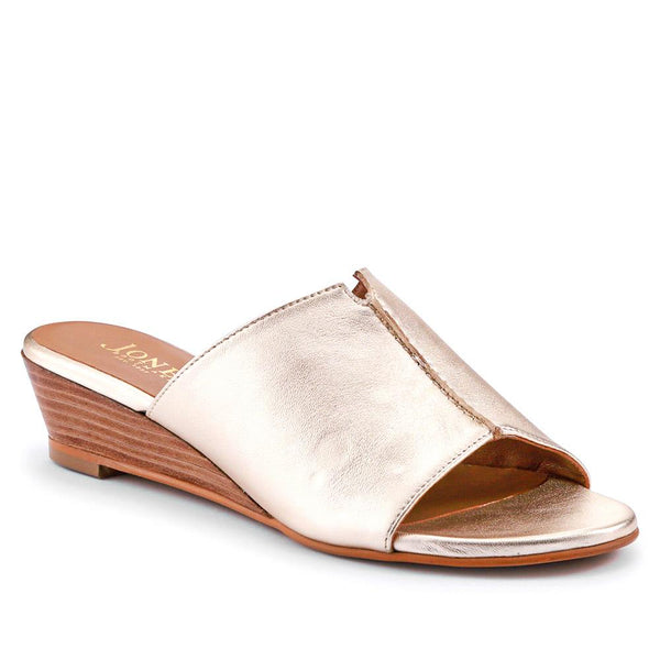 jones bootmaker Outlet Jocelyn Leather Wedge-Heel Mules - Gold