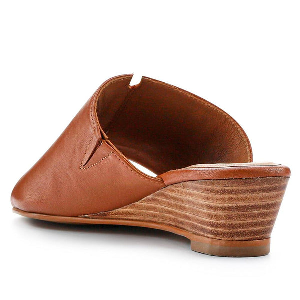 Jones Bootmaker Outlet Jocelyn Leather Wedge-Heel Mules - Tan