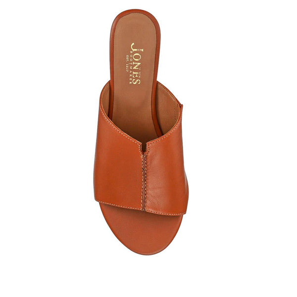 Jones Bootmaker Outlet Jocelyn Leather Wedge-Heel Mules - Tan