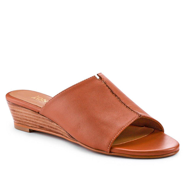 jones bootmaker Outlet Jocelyn Leather Wedge-Heel Mules - Tan