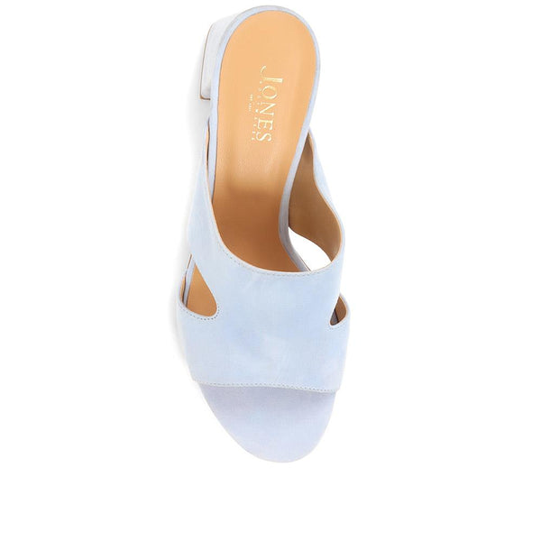 Jones Bootmaker Outlet Kennedi Leather Heeled Mule Sandals - Powder Blue