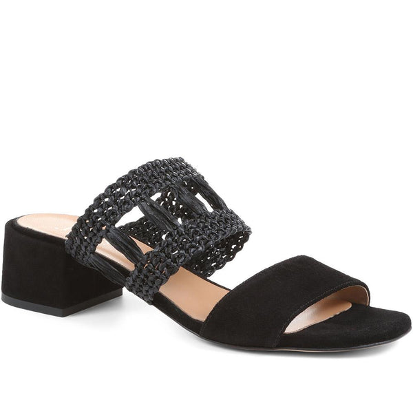 jones bootmaker Outlet Kimora Raffia Heeled Mule Sandals - Black