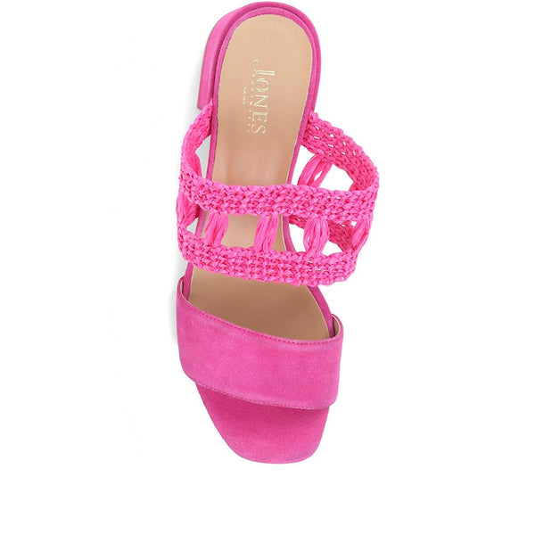 Jones Bootmaker Outlet Kimora Raffia Heeled Mule Sandals - Hot Pink
