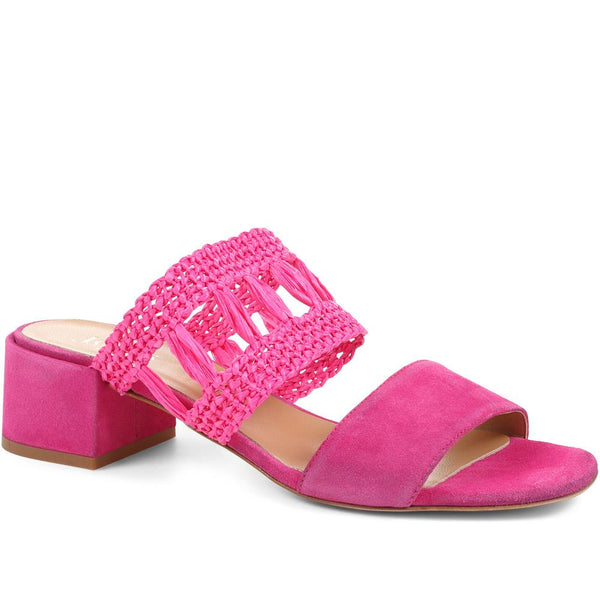jones bootmaker Outlet Kimora Raffia Heeled Mule Sandals - Hot Pink