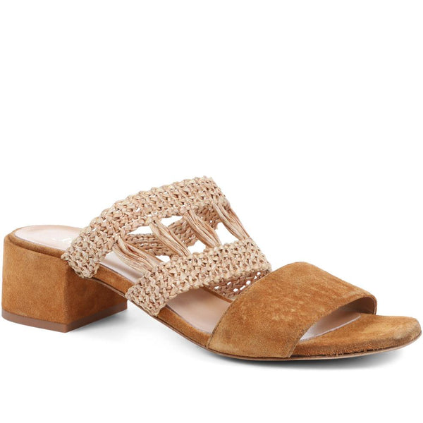 jones bootmaker Outlet Kimora Raffia Heeled Mule Sandals - Tan