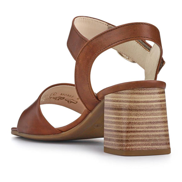 Jones Bootmaker Outlet Kruger Smart Leather Block-Heeled Sandals - Camel