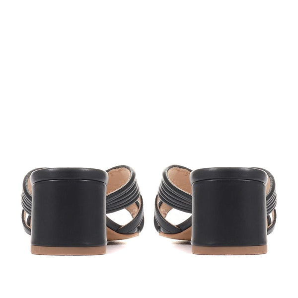 Jones Bootmaker Outlet Larinda Block Heel Leather Mules - Black