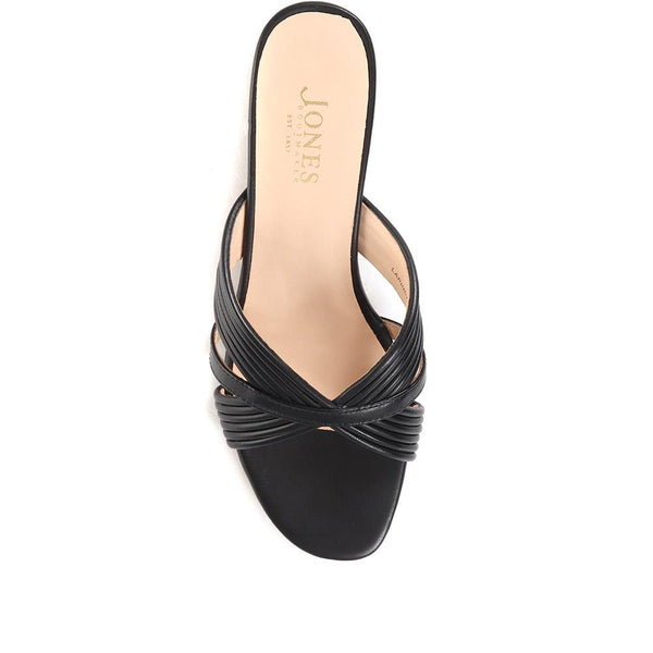 Jones Bootmaker Outlet Larinda Block Heel Leather Mules - Black