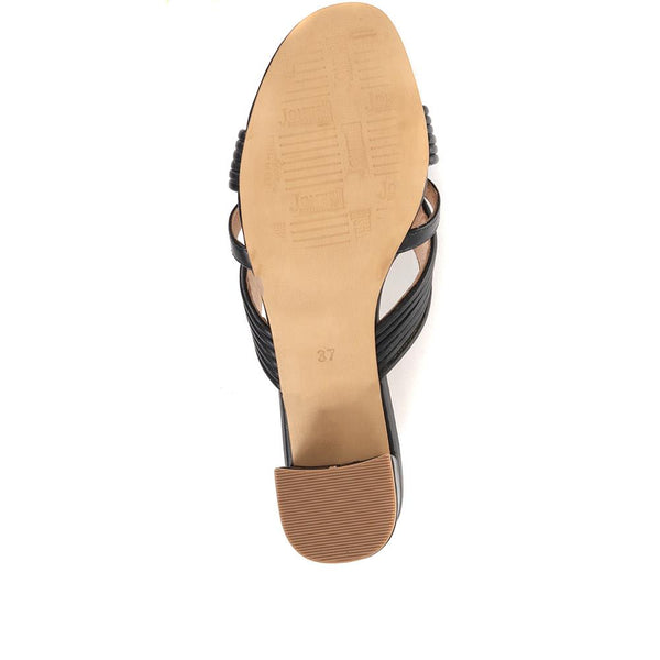 Jones Bootmaker Outlet Larinda Block Heel Leather Mules - Black