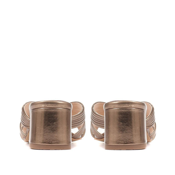 Jones Bootmaker Outlet Larinda Block Heel Leather Mules - Bronze