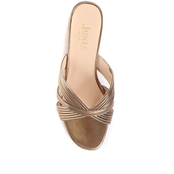 Jones Bootmaker Outlet Larinda Block Heel Leather Mules - Bronze