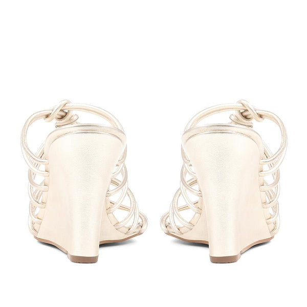 Jones Bootmaker Outlet Laurella Leather Gladiator Wedges - Gold