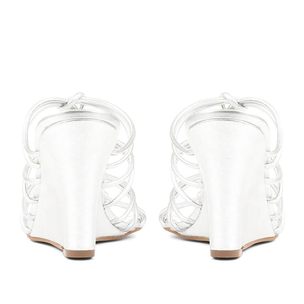 Jones Bootmaker Outlet Laurella Leather Gladiator Wedges - Silver