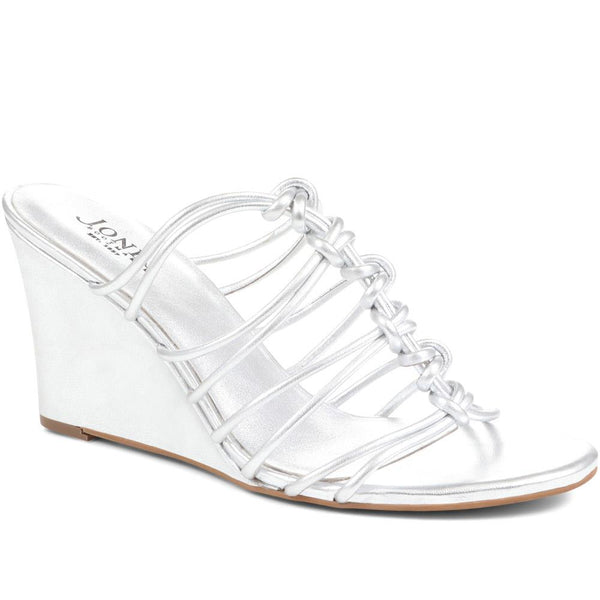 jones bootmaker Outlet Laurella Leather Gladiator Wedges - Silver