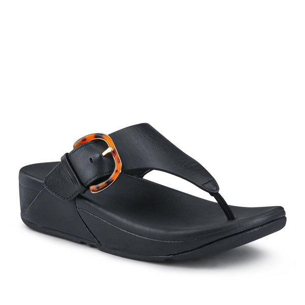 jones bootmaker Outlet Leather Buckled Toe-Post Sandals - Black