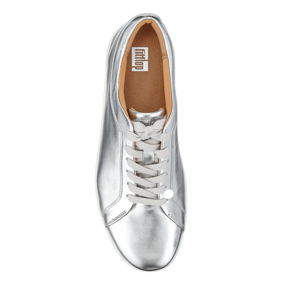 Jones Bootmaker Outlet Leather Lace-Up Trainers - Silver