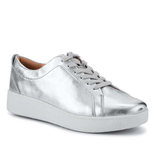 jones bootmaker Outlet Leather Lace-Up Trainers - Silver