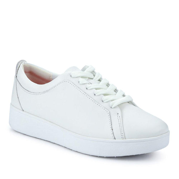 jones bootmaker Outlet Leather Lace-Up Trainers - White
