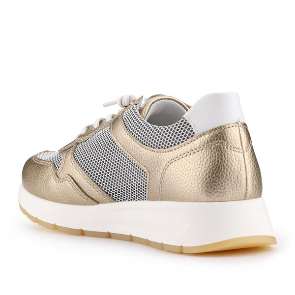 Jones Bootmaker Outlet Leather Wedge-Heeled Trainers - Gold