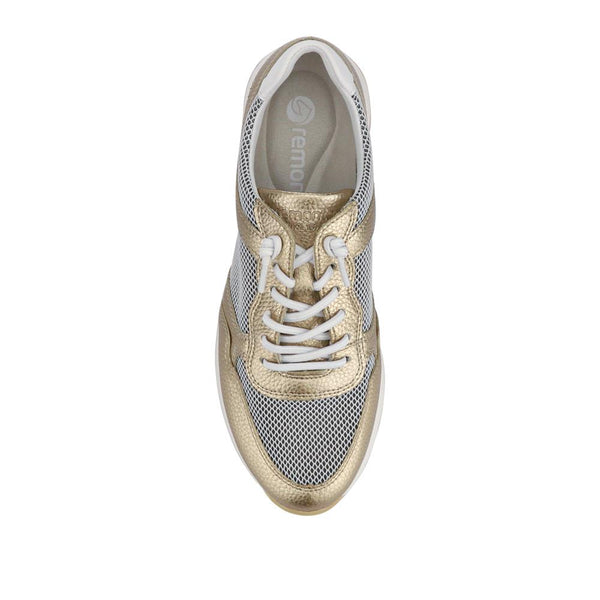 Jones Bootmaker Outlet Leather Wedge-Heeled Trainers - Gold