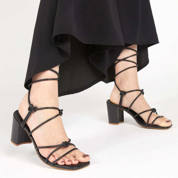 Jones Bootmaker Outlet Liezel Gladiator Roped Heels - Black
